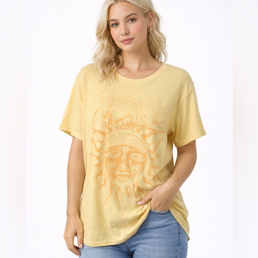 NEW Sublime Mens Graphic Tee Yellow Short Sleeve T-Shirt Top - Size L